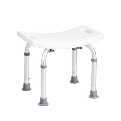 Non - Slip Shower Seat With 350 Lbs Capacity, 6 Height Settings, Built In Handles, Ideal For Inside Or Tub, Silver + White Aluminium Alloy Adjustable Bench Feature, Support,