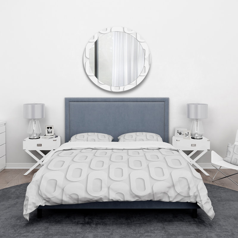 Curved Shape Pattern - Modern Contemporary Abstract Duvet Cover Set - Microfiber Polyester, King Duvet Cover + 2 Shams