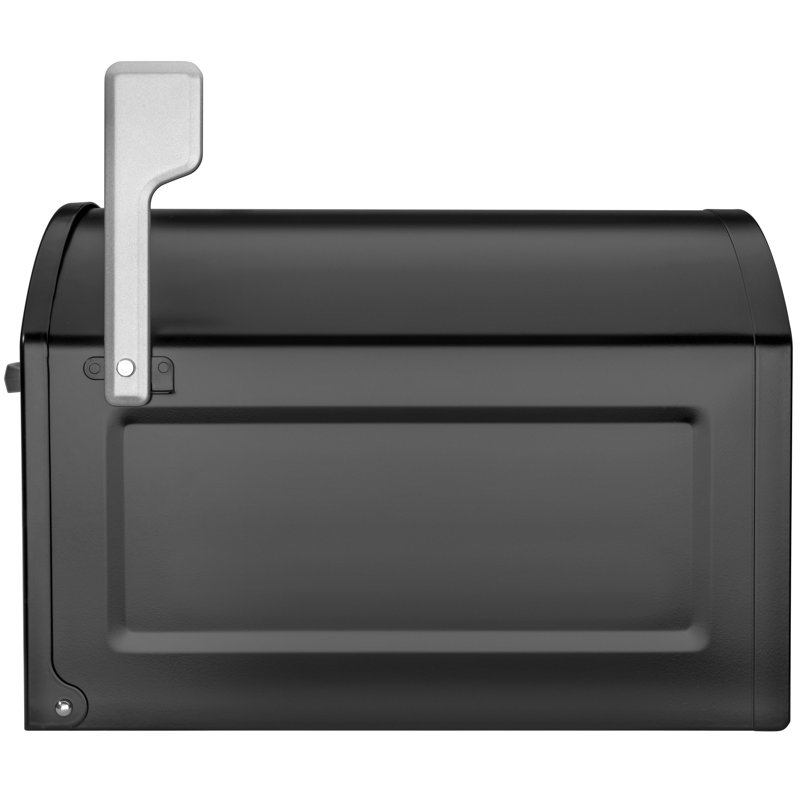 Centennial Post Mount Mailbox Black with Silver Flag, Black