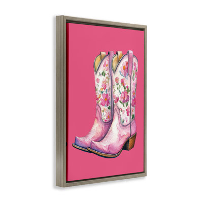 Glam Cowgirl Boots on Pink Floating Frame, design by Lettered and Lined