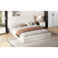 Très grand lit plateforme tapissier, blanc-861922333