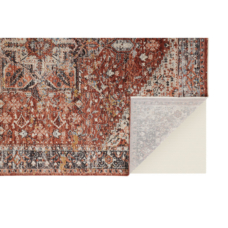 Roma Abstract Rust Area Rug, Rectangle 2'6" x 8'