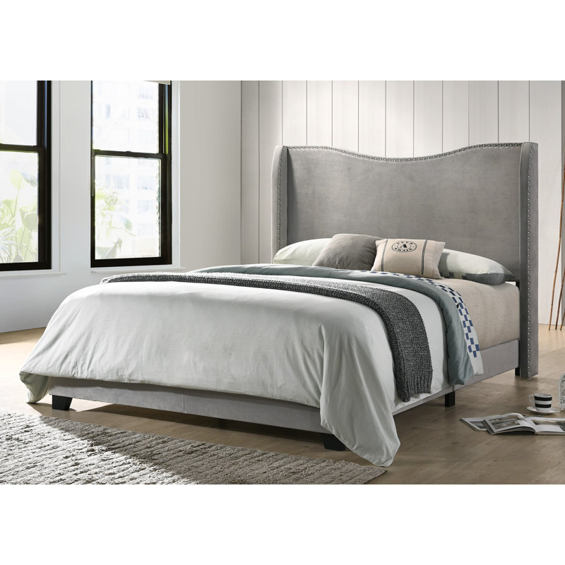 Hudson Oaks Upholstered Wingback Bed, Gray, Full / Double