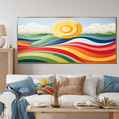 «Yellow and Red Vibrant Landscape Horizons», art mural abstrait