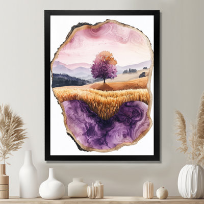 Farm Charm Meadow With Lavender Ink Field Landscape III - Landscapes Wall Decor