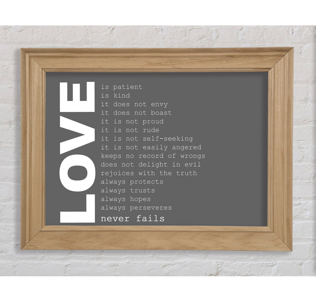 Loyalton Love Quote Love Never Fails Lime Green Gerahmter Druck Wandkunst