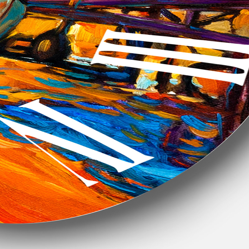 Bateau pendant la soirée, lueur au lac VII - horloge murale nautique et côtière, Surdimensionné