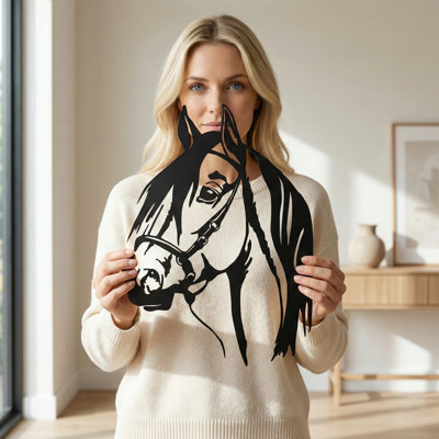Art mural en métal Tête de cheval | Décoration murale en métal | Sculpture murale équestre | Œuvre de ferme en métal | Plaque murale cheval rustique | Western Home Decor | Cowboy, art mural