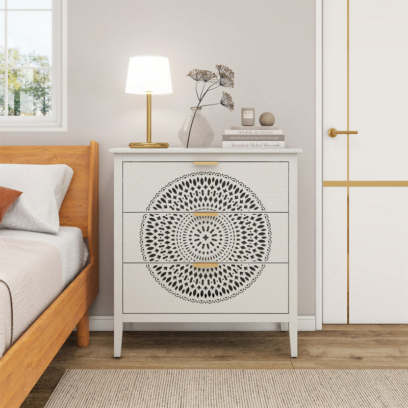 Commode 3 tiroirs Huertas, Beige