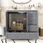 Meuble-lavabo autoportant simple en bois avec comptoir d'évier, portes à fermeture douce et rangement Callahand-1213745540