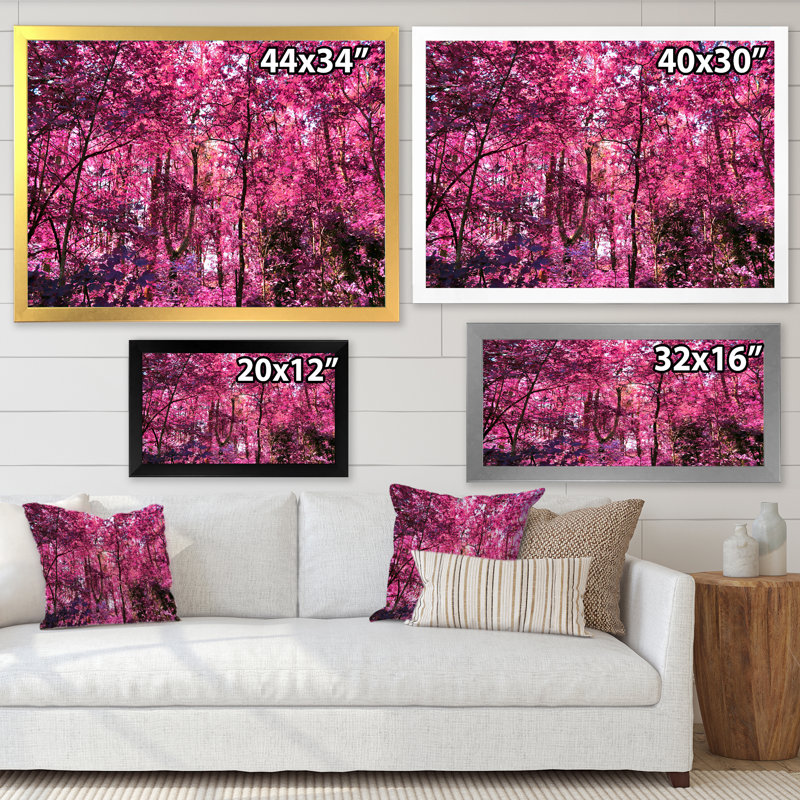 Rose et mauve, fantaisie, paysage de forêt - décoration murale traditionnelle sur toile, H 24 po x l 36 po x P 1,5 po