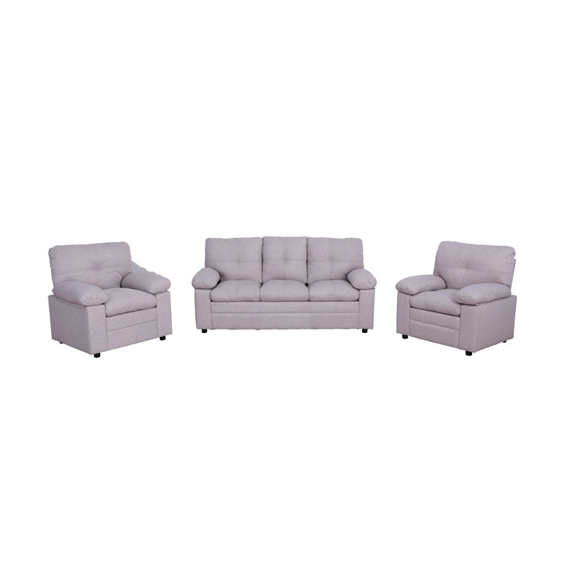 Ensemble de salon 3 pièces, Microfibre / microsuède crème