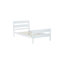 Lit simple avec tête et pied de lit, lit en bois d'hévéa, blanc
