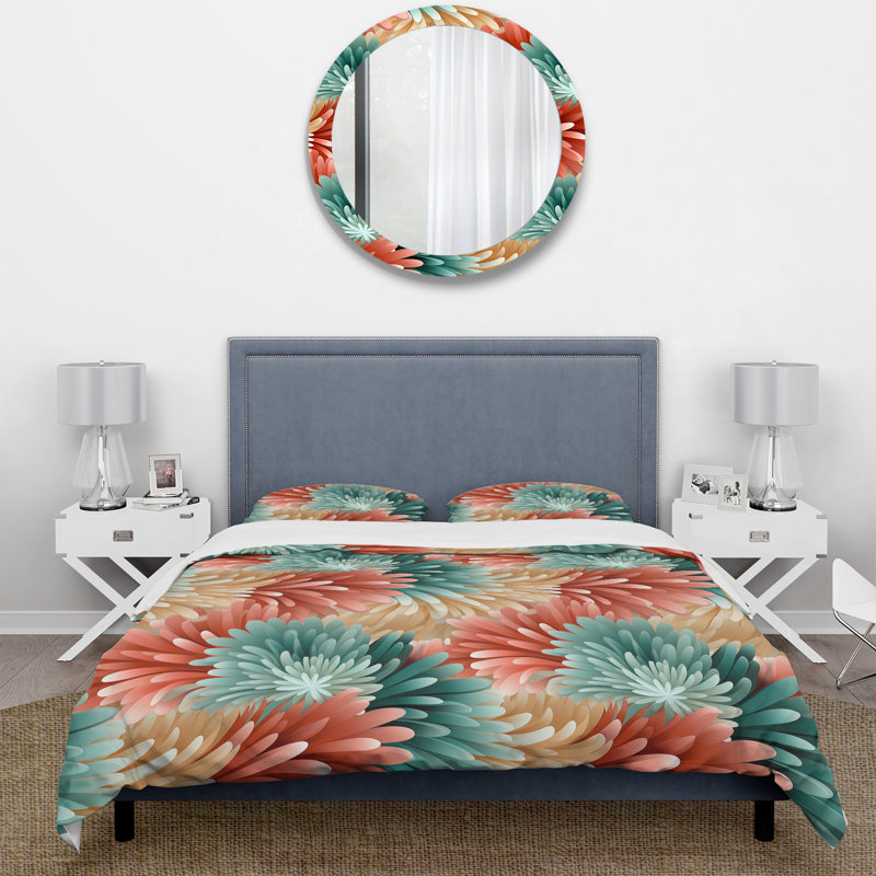 Ensemble de housse de couette Coral Illusion, Housse de couette pour très grand lit et 2 très