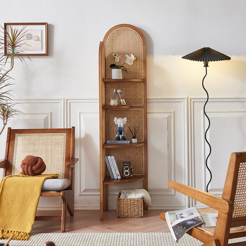 Vitrine de coin simple en bois massif