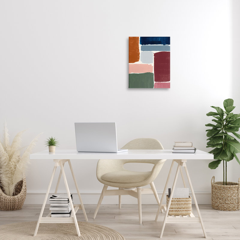 Art mural sur toile à motif de formes asymétriques par Victoria Barnes, H 20 po x l 16 po x P 1,5 po