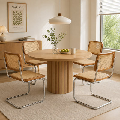 19.3" H Mid-century Modern Cantilever Dining Chair With Cane Back And Seat, Metal Frame(set Of 4)