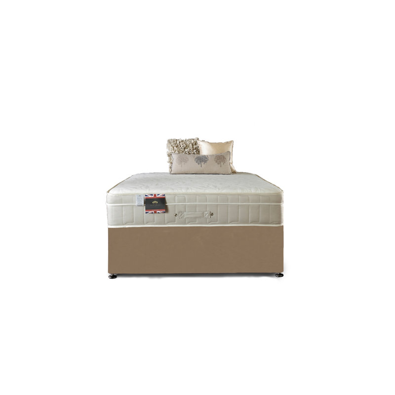 Arkin Upholstered Bed with Mattress, Double (4'6), Mink Plush Velvet, 4 Drawers