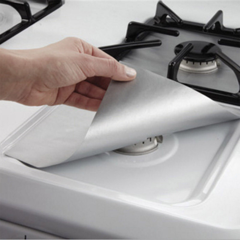 Revêtement de brûleur de surface de cuisson argenté antiadhésif réutilisable, résistant à la chaleur, Argent argent