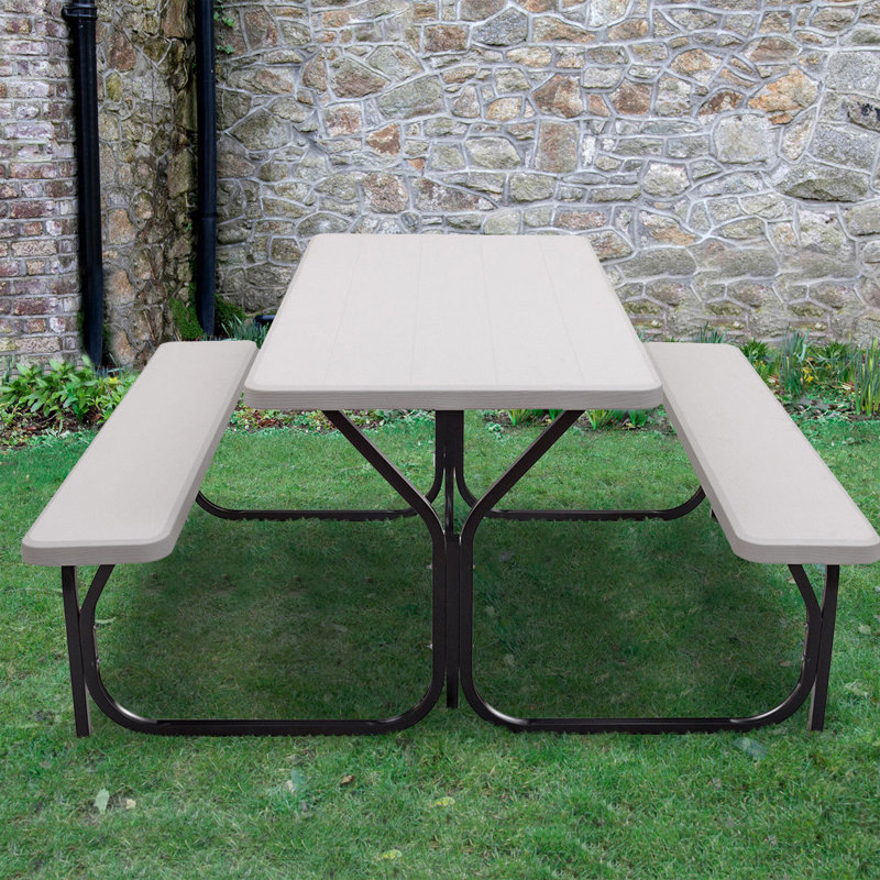 Table de pique-nique rectangulaire pour 6 personnes de 54 po Kutlay, Blanc/Noir