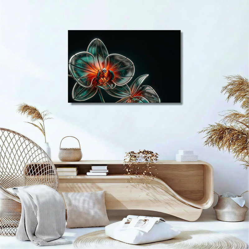 Ensemble de 1 tableau sur toile en verre représentant une fleur, H 16 po x l 24 po, Wrapped Canvas