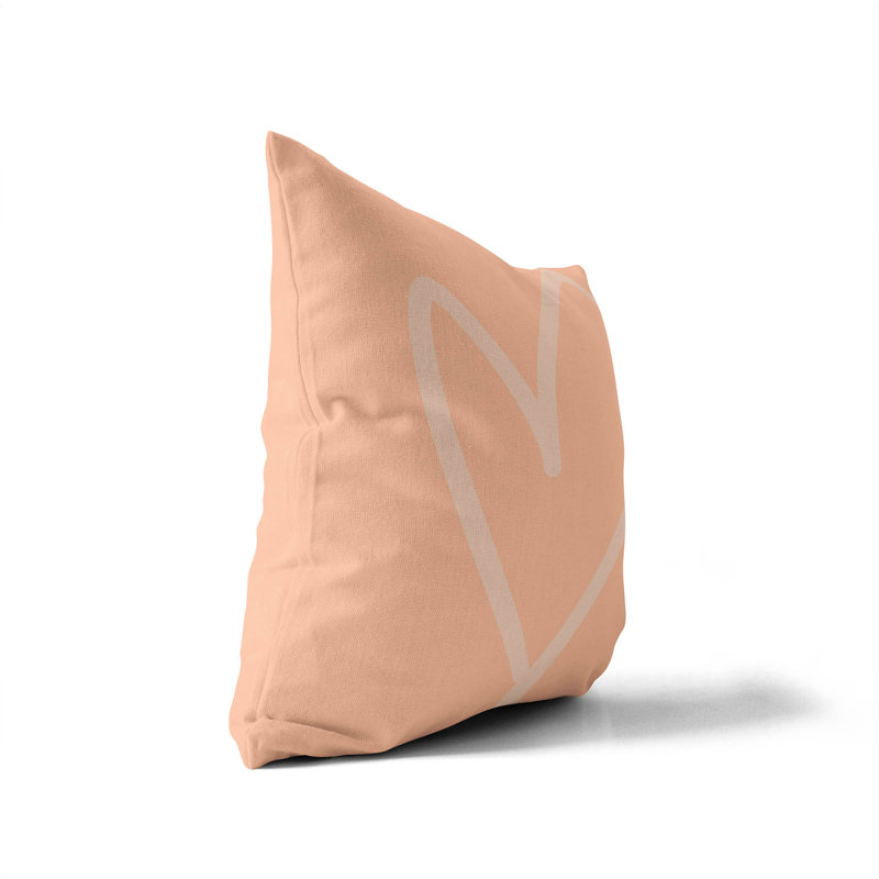 Coussin Love, Pêche / géométrique orange, H 20 po x l 20 po
