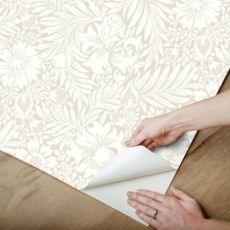 Papier peint adhésif moderne Acanthus, Beige