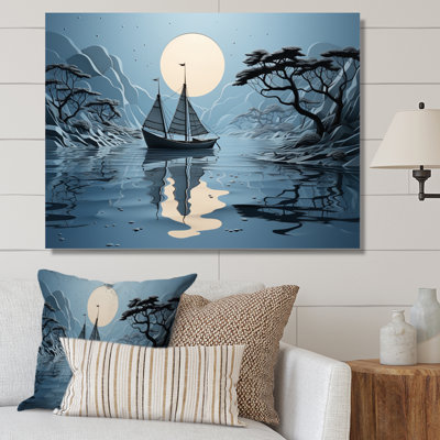 Collage de bateau bleu - impression