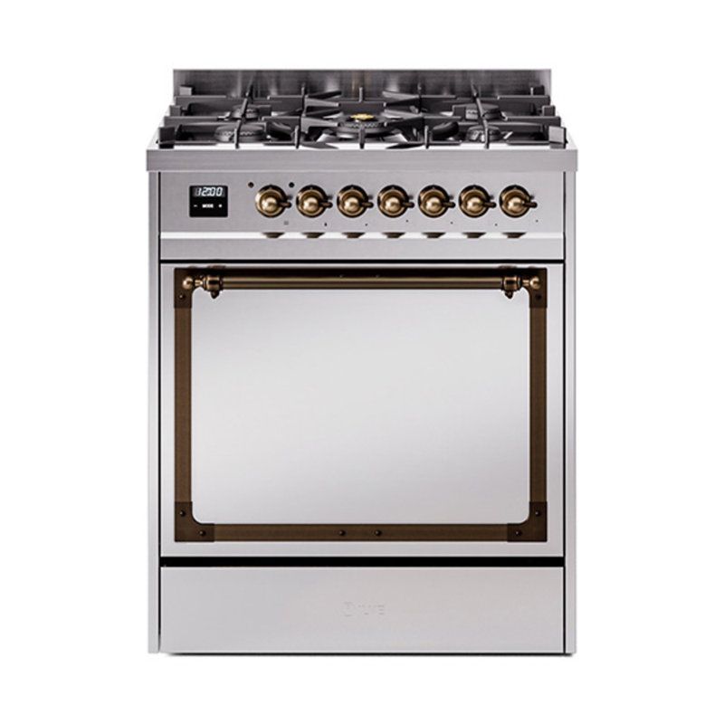 ILVE Nostalgie II Noblesse 30 po à double carburant, Propane liquide, Acier inoxydable / bronze