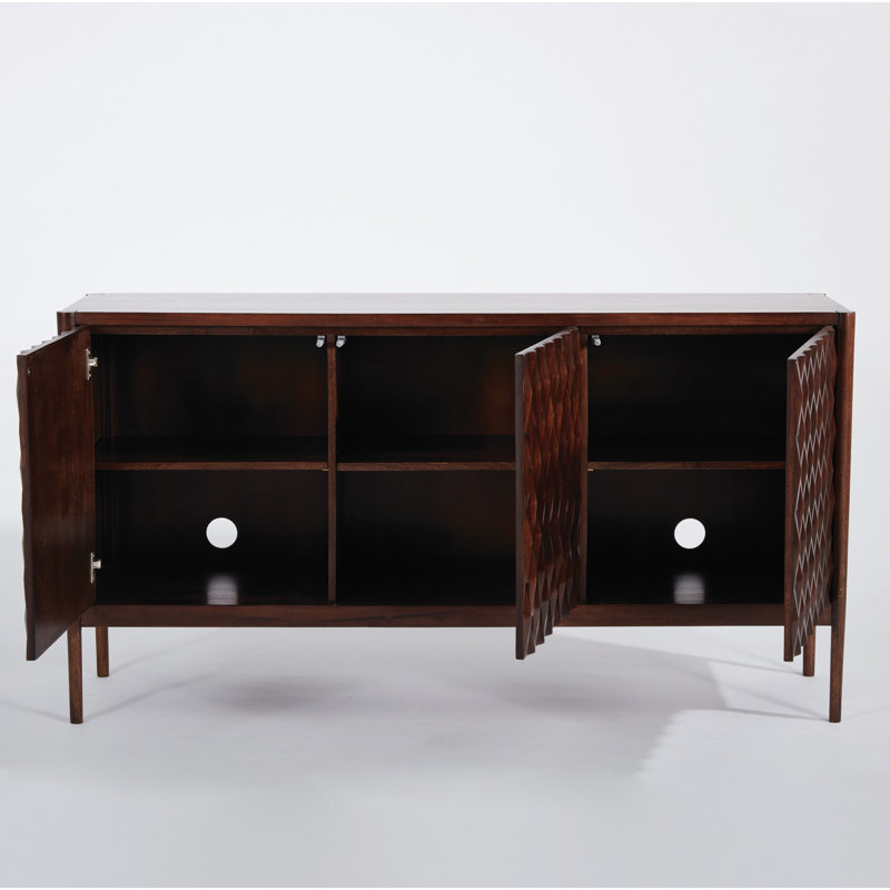 Kerf Walnut Mango Wood Geometric Cabinet