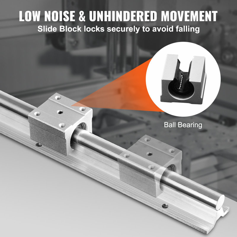 Ensemble de rails linéaires, SBR20 800 mm, comprend 2 rails 31,5 po SBR20 et 4 blocs SBR20UU PCS, idéal pour les machines à commande numérique, les projets d'automatisation et les bricolages