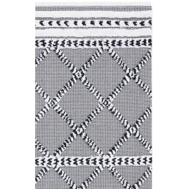 Tapis noir / ivoire Augustine 714, Rectangle 6 pi 4 po x 9 pi 6 po