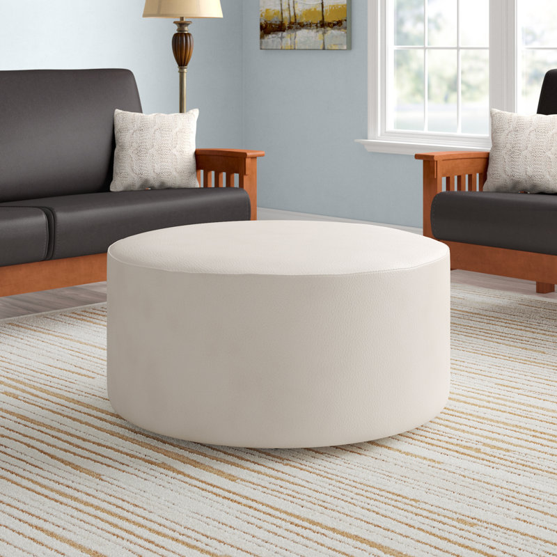 Florio Faux Leather Ottoman, White