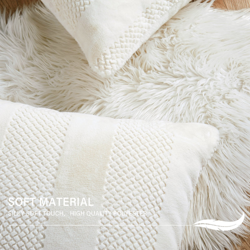 Snow Rabbit Faux Fur Throw Pillow Covers