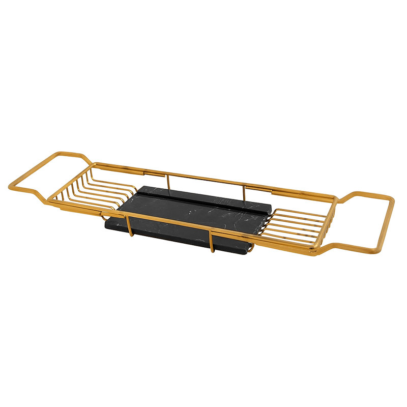 Freestanding Bath Caddy, Brushed Gold/Marquina