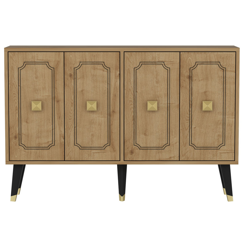 Elegant Console Table, Sapphire Oak & Gold, 47.2 x 31.5 x 11.8 inches | 100% Melamine Coated Particle Board, Thickness: 0.7 inches | Perfect for Entryway or Living Room, Stylish Traditional Design