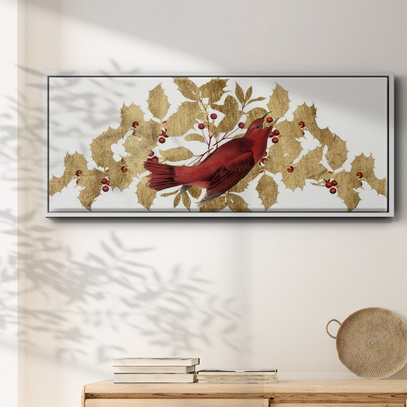 Red Bird Christmas Collection D- Framed Canvas