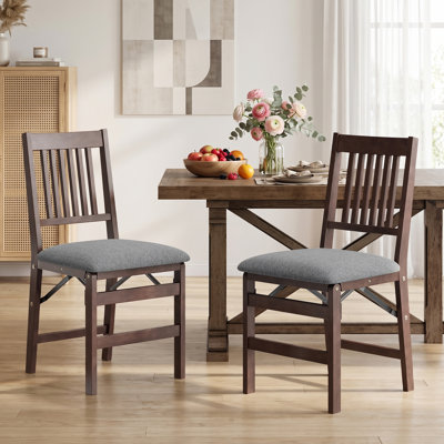 Padded Stackable Folding Dining Chairs with Solid Wood Frame, No Assembly