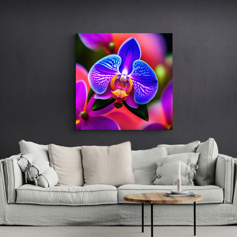 «Unreal Neon Orchid» par Stephen Chambers, impression sur toile tendue, L 15 po x H 15 po