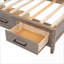 Lit de jour simple en bois de pin avec 3 tiroirs, tablettes, ports USB et amp; Panneau de liège - Couleur bois antique, aucun sommier nécessaire-1453174561