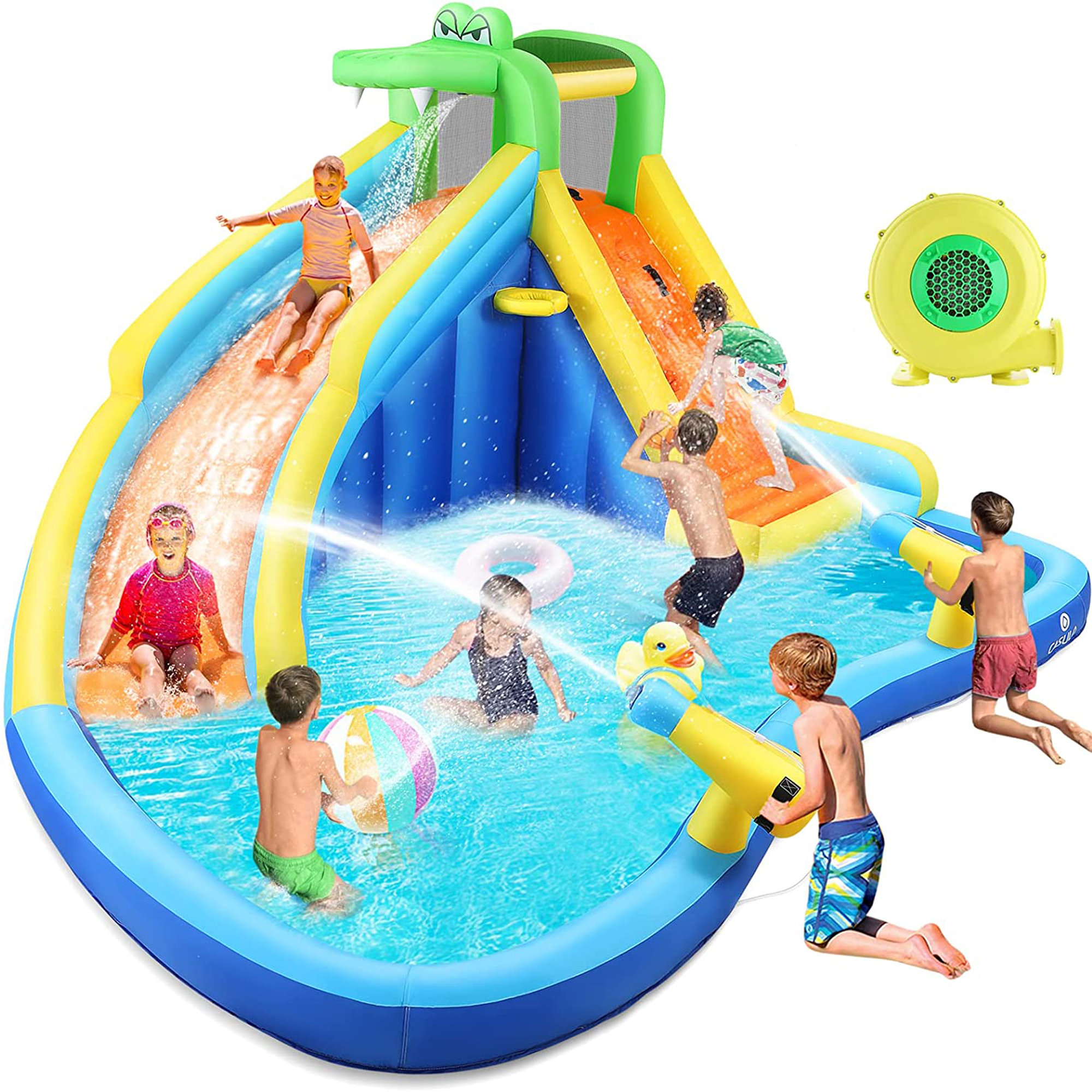 DreamDwell Home 13.1' x 11.4' Inflatable Water Slide with Air