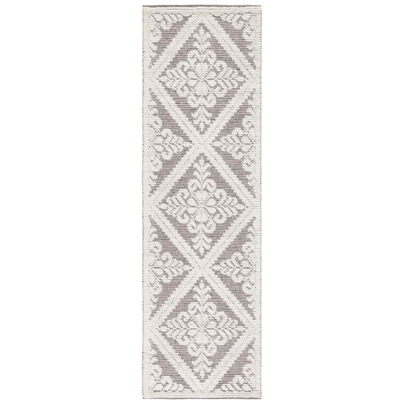 Vermont Hand Woven Wool Damask Rug, Runner 2'3" x 8'