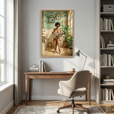 Vintage Bathroom Canvas Framed Wall Art Set Of 1，18 x 24 inch