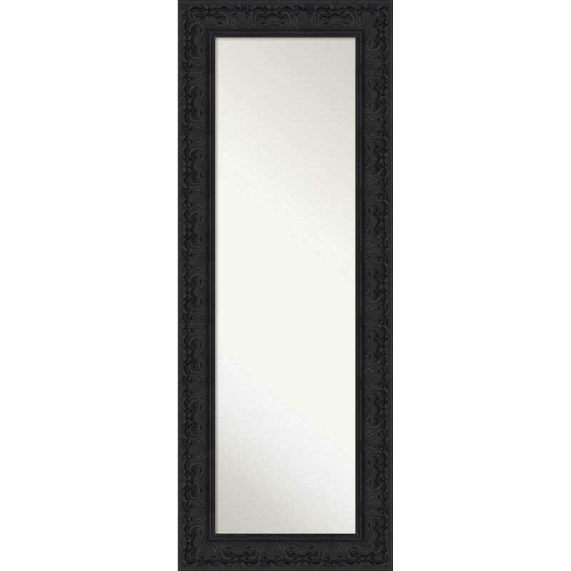 Luxe Non-Beveled Framed Full-Length On the Door Mirror, Black