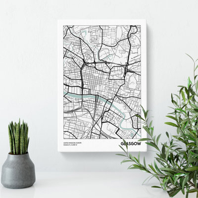 Map Glasgow UK - Wrapped Canvas Print