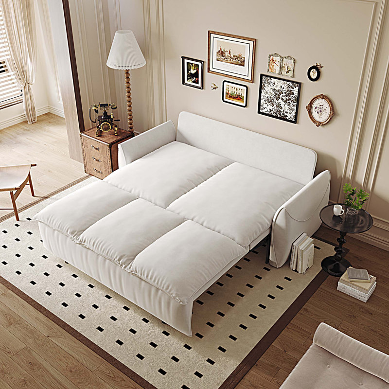 Canapé-lit convertible polyvalent avec coussins haut de gamme et design élégant, Beige