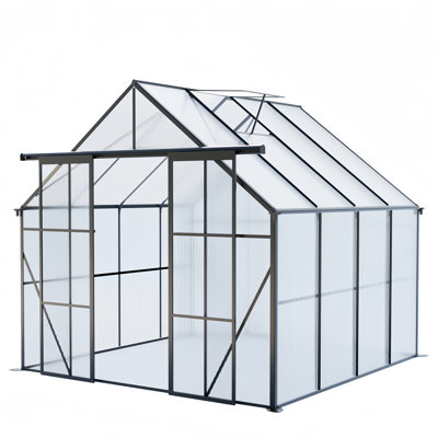 6X10Ft Polycarbonate Greenhouse Raised Base And Anchor Aluminum Heavy Duty Walk-In Greenhouses For Outdoor Backyard In All Season