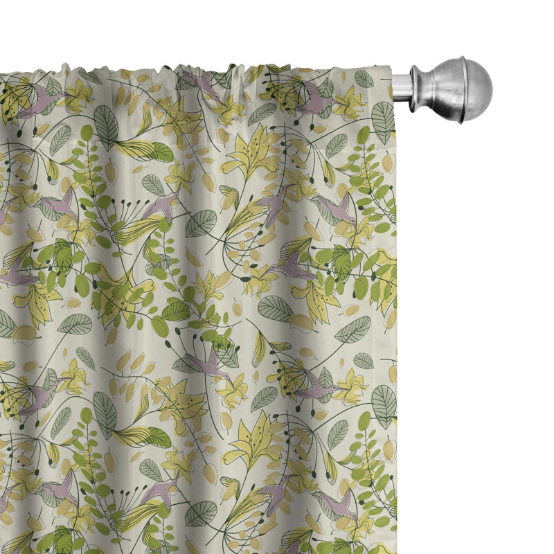 Floral Semi-Sheer Rod Pocket Curtain Panels, 28" x 95"