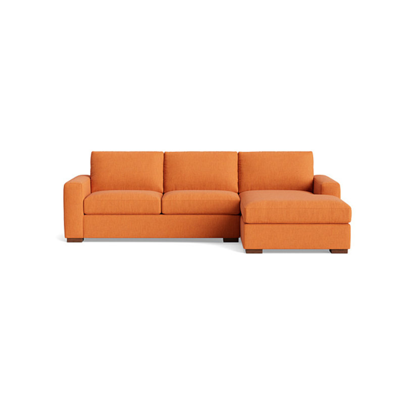 Couch Potato Chaise Sectional, Performance Weave - Carrot, Right Hand Facing