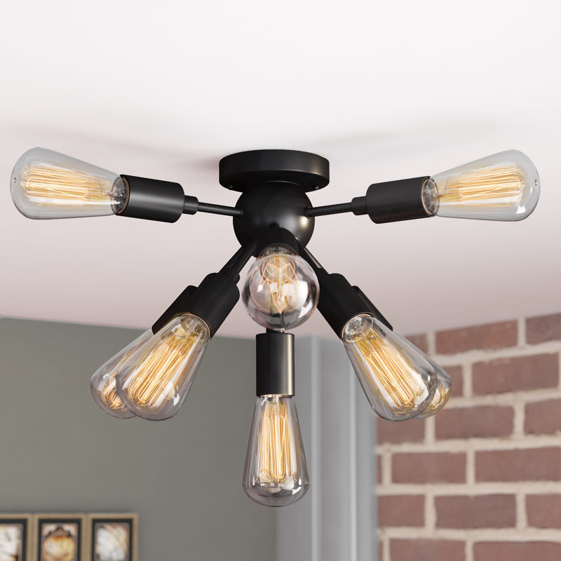 Plafonnier semi-encastré sphère Spoutnik 8 lumières 21 po Electra